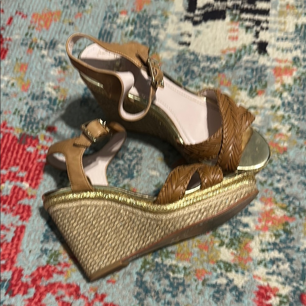 Vince Camuto Elegant Tan Wedge Sandals